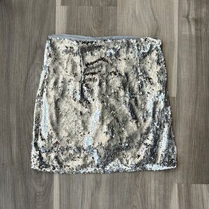 ACW Silver Sequin Mini Skirt